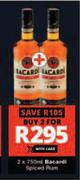 Bacardi Spiced Rum-For 2 x 750ml