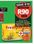 Freshpak Rooibos Teabags 80 Per Pack & Little Bee Choice Honey 375g-For Both