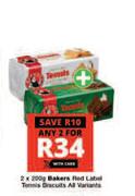 Bakers Red Label Tennis Biscuits (All Variants)-For 2 x 200g