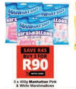 Manhattan Pink & White Marsmallows-For 3 x 400g 