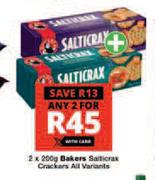 Bakers Saltcrax Crackers (All Variants)-For 2 x 200g