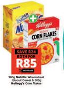 Nutrific Wholewheat Biscuit Cereal 900g & Kellogg's Corn Flakes 500g-For Both