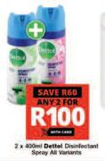Dettol Disinfectant Spray All Variants-For Any 2 x 400ml
