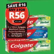Colgate Maximum Cavity Protection/ Herbal Toothpaste (All Variants)-For 3 x 100ml