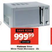 Platinum 20L Silver Mirror Finish Microwave