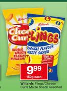 Willards Flings/Cheese Curls Maize Snack Assorted-150g Each