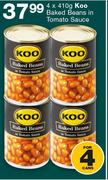 Koo Baked Beans In Tomato Sauce-4 x 410g