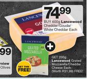 Lancewood Grated Mozzarella/Gouda/White Cheddar-600g Each 