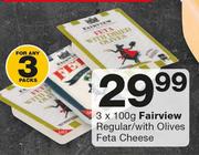 Fairview Regular/With Olives Feta Cheese-3 x 100g