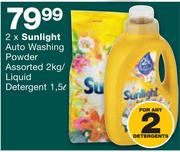 Sunlight Auto Washing Powder Assorted-2Kg/Liquid Detergent-1.5Ltr-For 2