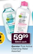 Garnier Pure Active Cleansing Water Assorted-400ml Each