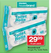 Housebrand Single Ply Toilet Rolls-10 Per Pack