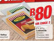 Ladismith Gouda/ Cheddar/ Wit Cheddarkaas-2x400g Vir Enige