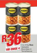 Koo Gebakte Boontjies In Tamatiesous-4x410g Vir Enige