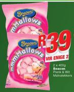 Beacon Pienk & Wit Malvalekkers-2x400g Vir Enige