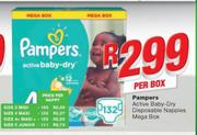 Pampers Active Baby Dry Disposable Nappies Mega Box-Per Box