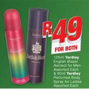 Yardley English Blazer Aerosol For Men 125ml +Yardley Perfumed Body Spray For Ladies 90ml-For Both