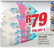 Cherubs Sensitive/ Fragranced Baby Wipes-2x72 Per Pack