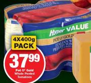 Pot O Gold Whole Peeled Tomatoes-4x400g Pack