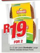 Sunbake Large White Seeded Bread Rolls-2X2 Per Pack