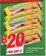 Tasty Treats cream Biscuits-Any 8X80g