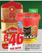 Black Cat Smooth Peanut Butter 1kg & Albany Sliced Brown Bread 700g-For Both