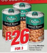 Rhodes Baked Beans In Tomato Sauce-3X410g