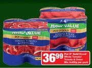 Pot O' Gold Diced/Whole Tomato/Tomato & Onion Mix-4X100g Per Pack