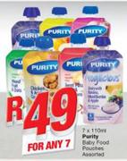 Purity Baby Food Pouches Assorted-7 x 110ml