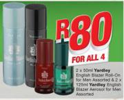 Yardley English Blazer Roll-On For Men 2X50ml & Yardley English Blazer For Men 2X125ml-For All 4