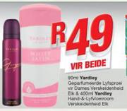 Yardley geparfumeerde Lyf sproel Vir Dames 90ml & Yardley Hand & Lyf vloeiroom 400ml