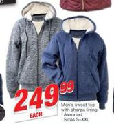 Men's Sweat Top With Sherpa Lining Assorted Sizes S-XXL-Each