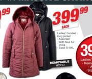 Ladies Hooded Long Jacket-Each