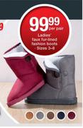 Ladies Faux Fur Lined Fashion Boots Sizes 3-8-Per Pair