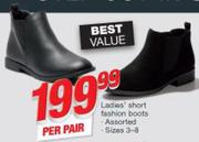 Ladies Short Fashion Boots Assorted Sizes 3-8-Per Pair