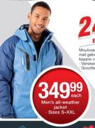Men's All Weather Jacket Sizes S-XXL-Each