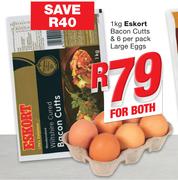 Eskort Bacon Cutts-1kg & Large Eggs-6 Per Pack