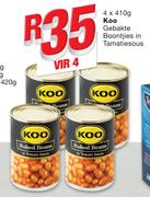 Koo Gebakte Boontjies In Tamatiesous-4 x 410g