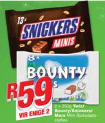 Bounty/Snickers/Mars Mini Sjokolade-Stafies-2x250g