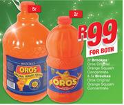 Brookes Oros Orange Squash Concentrate-2Ltr & Brooke Oros Original Orange Squash Concentrate-5Ltr