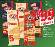 Bakers Mini Tennis/Eet-Sum-Mor/Marie Biscuits Snack Packs-5x200g