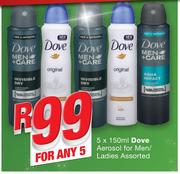 Dove Aerosol For Men/Ladies-5x150ml