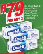 Oral-B Repair/Extra Fresh/Gentle Clean/Gentle White/Original Toothpaste-3x75ml