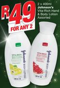 Johnson’s Vita-Rich Hand & Body Lotion-2x400ml