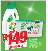 Ariel Vloeibare Wasmiddel 2x3Ltr/Ariel Kapsules 30 Per Pak-Vir Enige 2