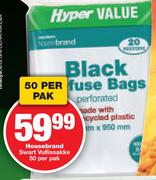 Housebrand Swart Vullissakke 50-Per Pack
