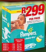 Pampers Active Baby Dry Disposable Nappy Size 4-132 Per Nappy