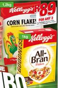 Kelloggs All Bran Flakes-1Kg Or Kelloggs Corn Flakes-1.2Kg-For 2