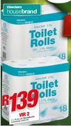Housebrand dubbellaag Toiletrolle-2 x 18 Per Pak