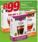 Verace Coffee/Tea Capsules Assorted-3 x 10 Per Pack